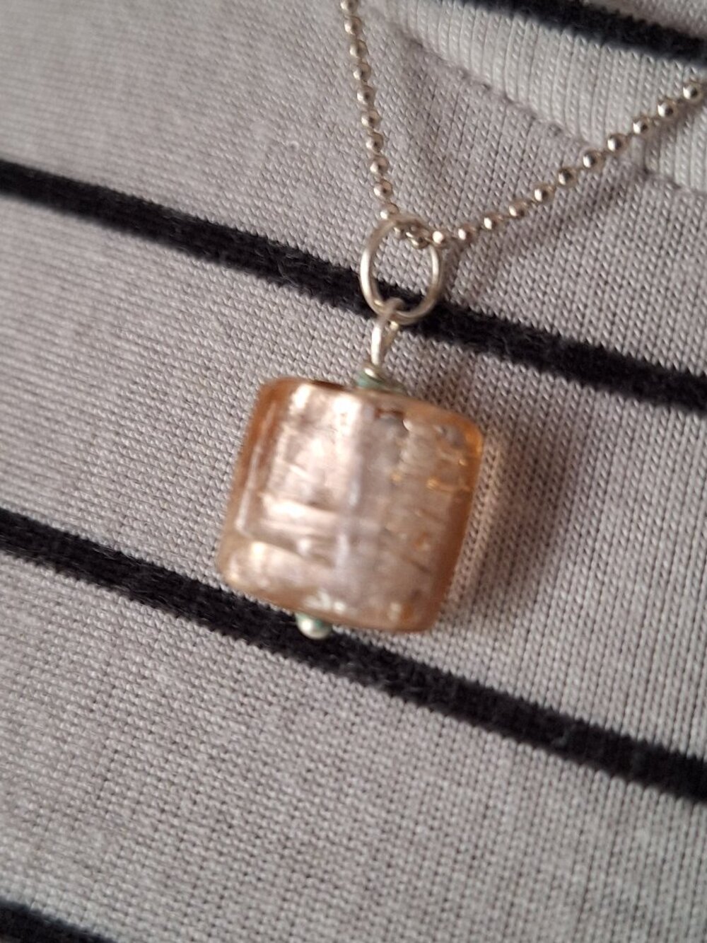 Peach Coloured Irredescent Glass Bead